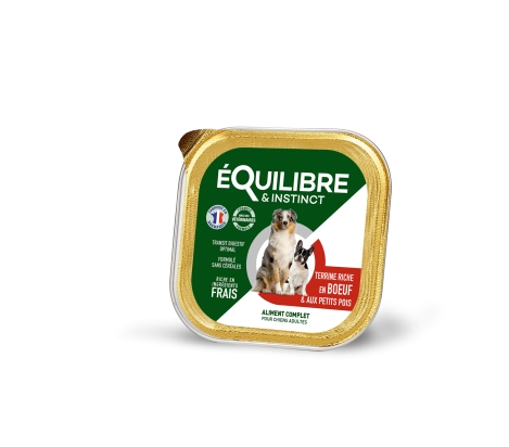 PÂTÉE RICHE EN BOEUF ET AUX PETITS POIS POUR CHIEN ADULTE - 300 G