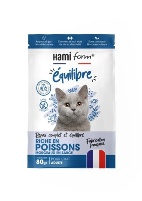Repas complet équilibre riche en poisson pour chat 80gr HAMIFORM
